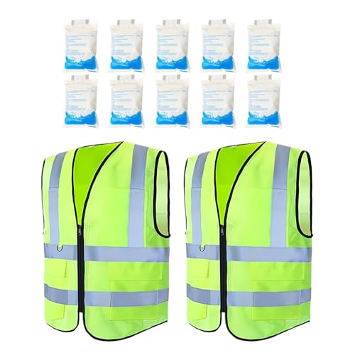 Gilet Réfléchissant Haute Visibilité : Pack de 2 Vestes de Sécurité à 10 Poches pour Chantier