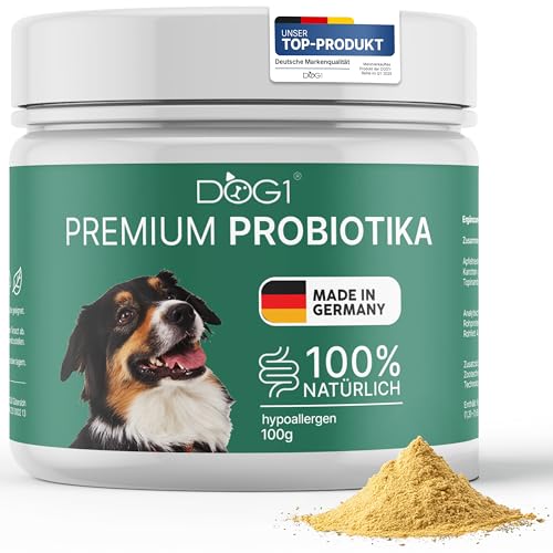 DOG1 Probiotika Pulver für Hunde – Made IN Germany - Unterstützt Darmflora & Verdauung - Probiotika Hund bei Durchfall - Präbiotika & Darmkur Pulver – Von Tierärzten entwickelt - 100g