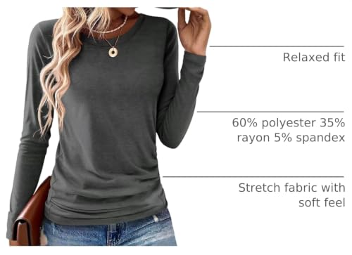 Image of Gihgoew 2 Pack Womens Tops Crewneck Soft Long Sleeve Shirts Fall Clothes Casual Tshirts Basic Tee