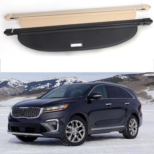 BAGLEV Auto Baule Posteriore Pacco Ripiano,Copertura del vano di carico dell'auto,per KIA Sorento 2018-2020 Mensola Cappelliera Retrattile Accessori Interni, A/Beige