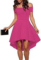 Sarin Mathews Womens Off The Shoulder Short Sleeve High Low Cocktail Skater Dress