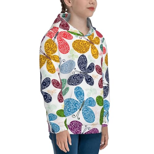 Colorful Butterflies Kids Pullover Hoodies Boys Sweatshirts Girls Athletic Clothes with Pocket3