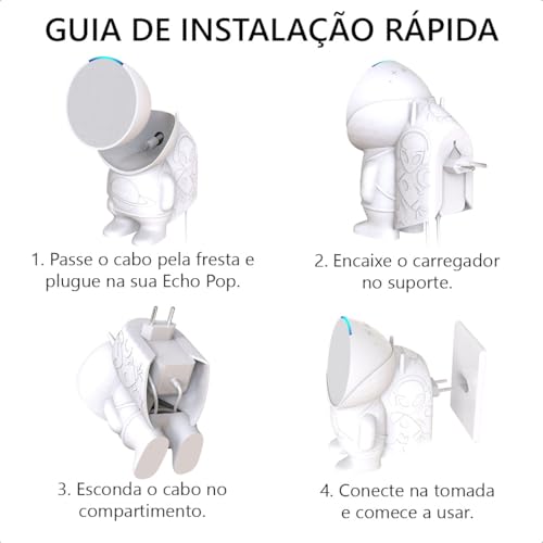 Suporte de Tomada Parede Compatível com Echo Pop Astronauta (Preto)