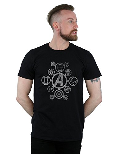 Marvel Men's Avengers Infinity War Distressed Metal Icons T-Shirt Black Medium