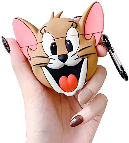 Image of Meyaar Silicone Case for Apple Airpods Pro 3 (2025) Cute Design for Airpods Pro 3 with Keychain Shockproof Protective Case Cover (Jerry (Brown))