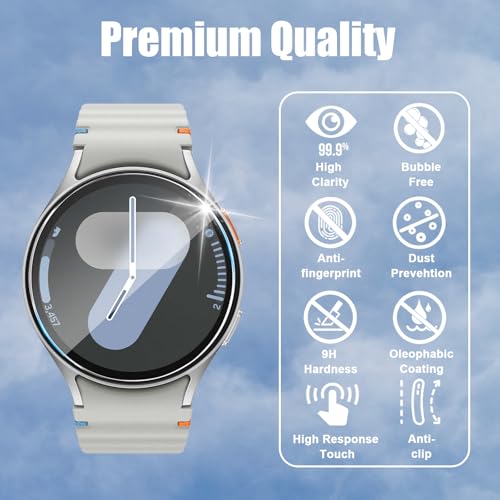 Image of 5 Pack Screen Protector Compatible with Galaxy Watch 7 /6 /5 /4 44mm, HD Tempered Glass, Touch Sensitive, High Clarity, Anti-Shatter, Bubble Free