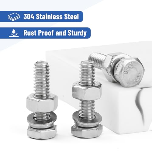 mr pen- nuts and bolts set 1434-20x1 10 sets stainless steel hex head nut and bolt set flat amp lock washers