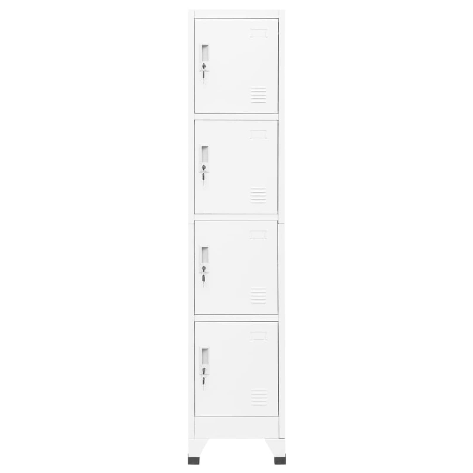 Armario Metálico Taquilla Vestuario 4 Puertas con Cerradura Blanco 38x45x180 cm