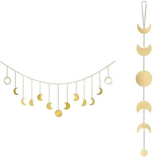 Fase lunar para colgar en la pared, adornos bohemios para decoración del hogar, cabecero de dormitorio, sala de estar, dormitorio, guardería, juego de 2
