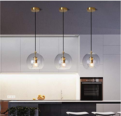Lámpara colgante moderna de cristal E27 regulable para isla de cocina 4