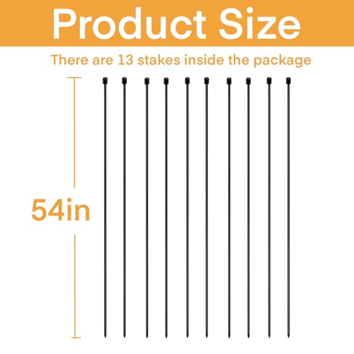 Getlay Dog Fence Stakes 54 Inches Tall, 13 Fence Posts for Replacement, Suitable for Garden Fences 48 Inches and Under