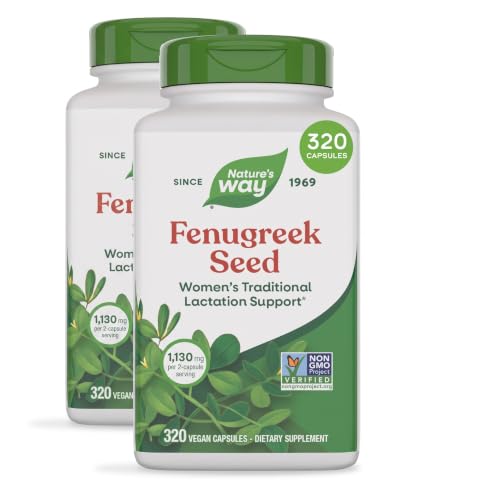 Nature's Way Fenugreek Seed Supplement for Breastfeeding Lactation Support, Non-GMO, Vegan, 320 Capsules (Pack of 2)