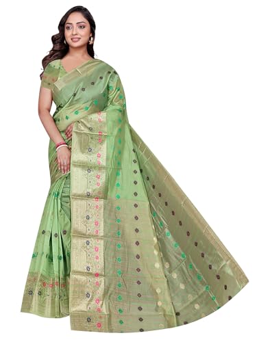 Image of Sarees for Women Wear Organaza Silk Banarasi Sari Kanjivaram Soft Pure Paithani Wedding Original Kanchipuram Pattu Sadi with Blouse Piece 2026 (Flowermeena)