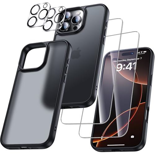 Uniqueme Per Iphone 16 Pro Max Custodia - Custodia Per Iphone 16 Pro Max Case, 5 In 1 Set Cover Protection, 1 Custodia & 2 Vetro Temperato & 2 Fotocam