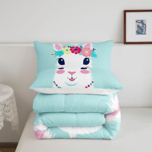 Image of Feelyou Girls Cute Llama Comforter Cartoon Comforter Set Full Size