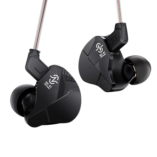 【Yinyoo CCZ NC01】 有線イヤホン イヤモニ風イヤホン earphones 10mm DD インイヤーイヤホン UV光硬化PCチャンバー 4g量軽化設計、リケーブル可能 OFCダブル並列リケーブル、ノイズキャンセリング 5級メッキ金属プラグ ゲーミング 人間工学設計 通勤/運動/学習に対応（ブラック・マイク無し） - Yinyoo - 商品画像