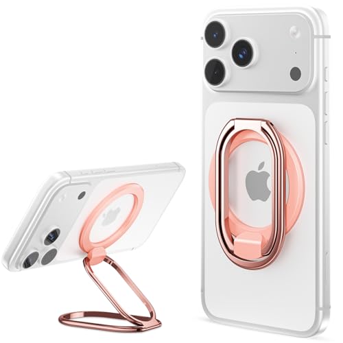 Image of 【2025 Upgraded】 Mag Safe Phone Ring Holder, SUPERONE Adjustable Magnetic Kickstand & Removable Phone Grip Compatible with Wireless Charging Only for iPhone 17 & 16 & 15 & 14 & 13 Series - Rose Gold
