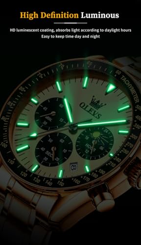 Image of OLEVS Mens Watches Luxury Diamond Calendar Stainless Steel Male Watches Business Dress Waterproof Luminous Fashion Watch for Men