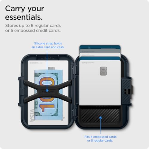 Image of Spigen Lock Fit (Magfit) Magnetic Card Holder up to 6 Cards, Unisex Hardshell Magsafe & Pixelsnap Wallet Case Compatible with iPhone 17 /16 /15 /14 /13 /12 Models, Pixel 10 Series - Metal Slate