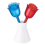 Vase aus Keramik inklusive ANYA &apos Salz – Pfefferstreuer originelle Rosenstrauß mit Vase aus Keramik (Modell blau/rot)
