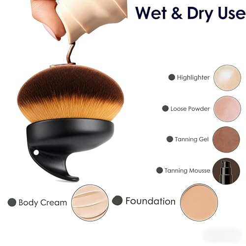 Image of Extra Large Body Make Up Brush for Self Tanner & Body Makeup, Soft Dense Bronzer Brush for Legs, Back & Face, Wet Dry Foundation Applicator with Ergonomic Handle
