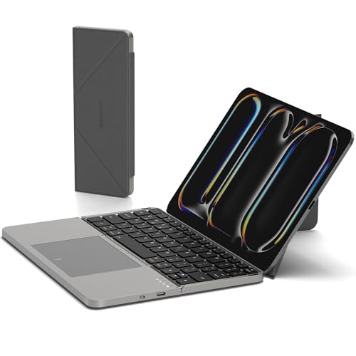 MicroPack Foldable Bluetooth Keyboard with Touchpad & Stand, PU Leather Cover, 500mAh Battery....