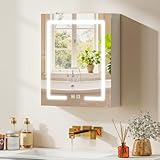 HOMCOM Armoire Murale Salle de Bain avec Miroir et éclairage LED, 50 x 15 x 60 cm, Meuble Salle de Bain avec Anti buée, étagères réglables, 3 températures de lumière, Interrupteur Tactile, Blanc