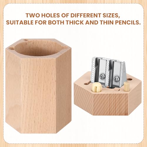 Tenceur 3 Pack Wood Dual Pencil Sharpener Double-Hole Pencil Sharpener for Thin and Thick Regular Jumbo Graphite Colored Pencils Mini, Manual, Hand-held Pencils Art Supplies - Image 4