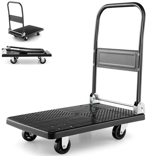 GiantexUK 200KG/400KG Folding Platform Trolley, Heavy Duty Sack Dolly Hand Truck with Wheels & Handle, Utility Flatbed Cart for Home Office Supermarket Warehouse Moving (72x48x81cm, 200kg)