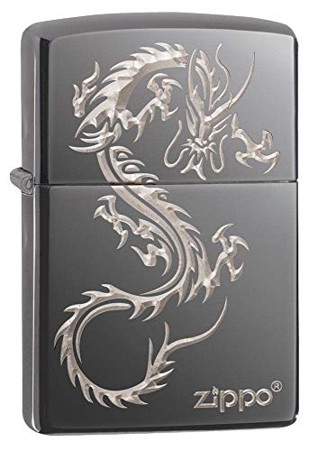 Zippo Chinese Dragon Design Black Ice Pocket Lighter, Black Ice Asian, 1 Count (Pack of 1)