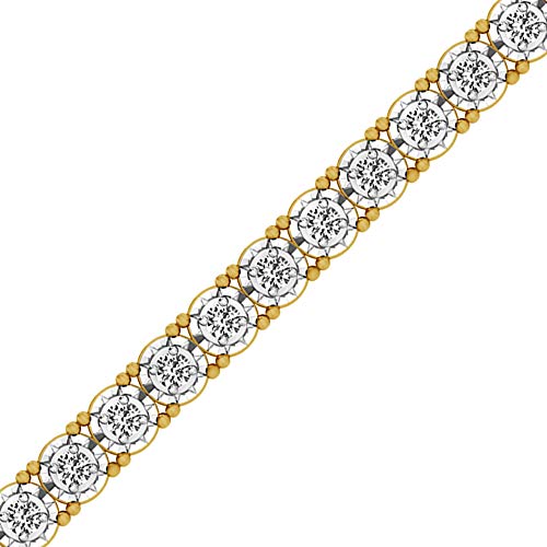 1.00 Ct. T.w. Natural Diamond Miracle Plate Set Link Tennis Bracelet In Sterling Silver (J, I3) #TOP2