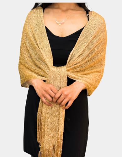Metallic Shawls & Wraps for Evening Dress – Glittering Women's Scarves Perfect for Party & Wedding3