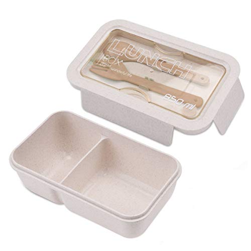 ROVLAK Fiambrera Niños Ecologica Caja de Almuerzo Portatil con 2 Compartimentos Hermetica