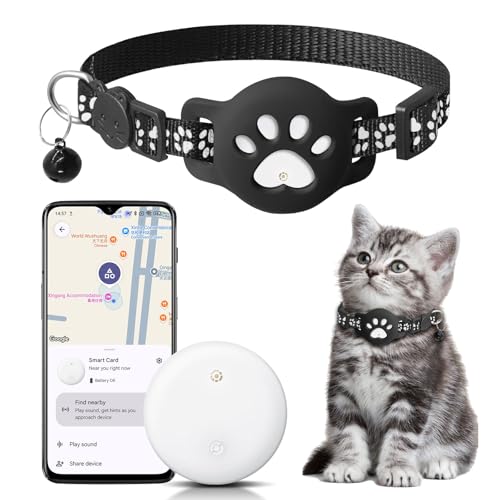 Tracker per gatti e piccoli animali domestici con supporto, senza abbonamento, compatibile con Google Find My App, IP68, impermeabile, anti-perdita per animali domestici e bagagli, bianco