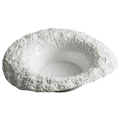 Assiette céramique effet roche profond chapeau de paille
