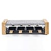 H.Koenig Appareil à raclette Multifonction 8 personnes WOD8 Design en bois naturel, Pierre granit amovible, Raclette fromage fondue professionnel, 8 poêlons antiadhésifs, 8 spatules en bois