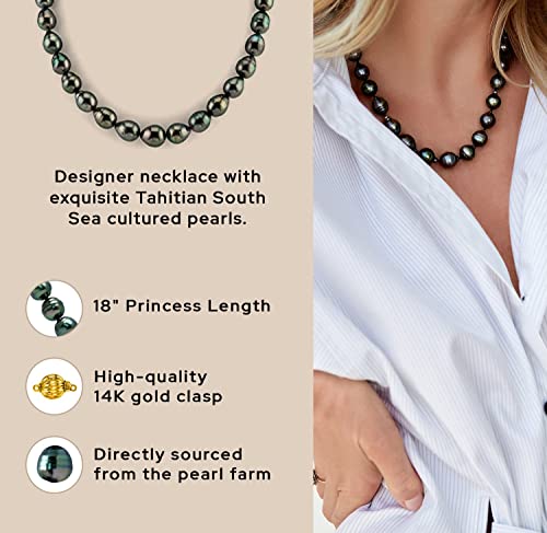 The Pearl Source 9.0-11.0Mm Tahitian Pearl Baroque Necklace For Women - 14K Gold Pearl Strand Necklace | 18In Length Pearl Necklace With Genuine Cultured Pearls #TOP5