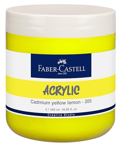 Image of Faber-Castell Creative Studio Acrylic 500ML JAR - Cadmium Yellow Lemon 205