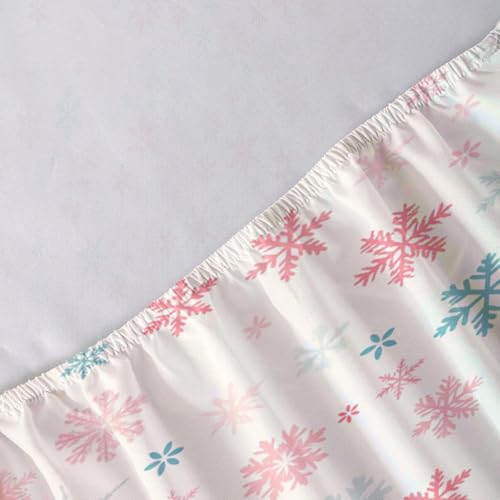 Drap housse doux motifs flocons mignons et coloris rose blanc tendance
