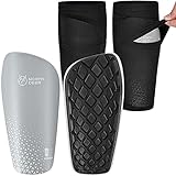 Northdeer シンガード すねあて レガース レッグガード大人 子供 カーフスリーブ付き 革新されたダブルポケット仕様 ジュニア キッズ 男女兼用 レッグスリーブ付き サッカーウエア フットサル スポーツサポーター セット (グレー L)