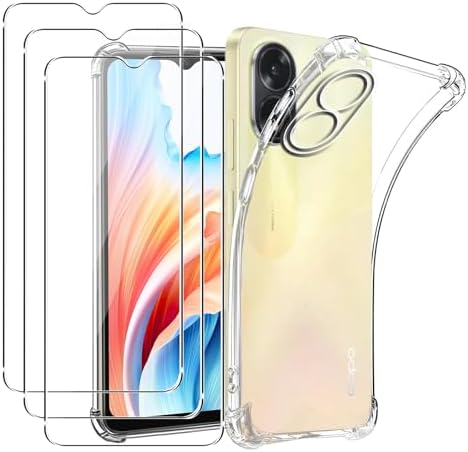 NUCNOK Clear Case for Oppo A38/OPPO A18 + [3 Pack] Tempered Glass ...