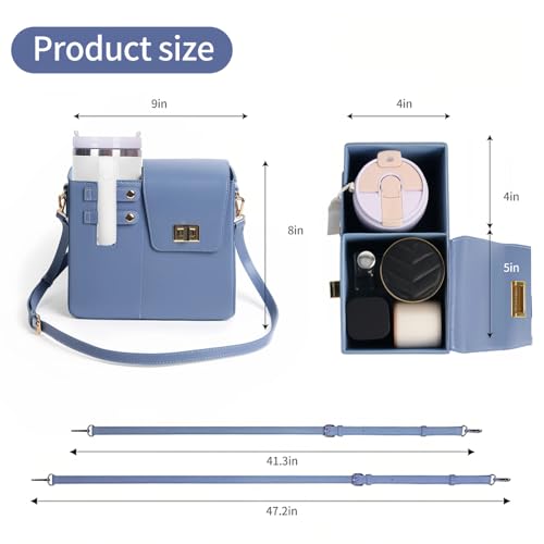 Stanley Purse Cup Holder Bag Portable Water Cup Storage Bag Crossbody Bags for Stanley Bottle Tumbler Purse Outdoor 40 oz,Blue2