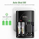 EBL AAA Rechargeable Batteries 1100mAh 4-Pack and Smart Battery Charger with AC Wall Plug for AA AAA 9V Ni-MH Ni-CD…