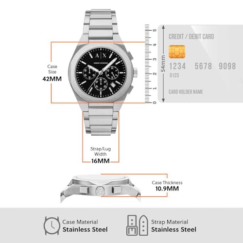 Armani Exchange Orologio Da Uomo, Movimento Cronografo Al Quarzo E Cassa Da 42 Mm Con Cinturino In Acciaio Inossidabile - 7