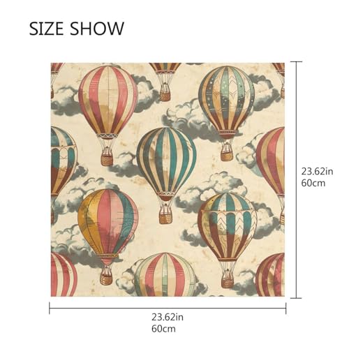 Square Scarf Retor Hot Air Balloon Silk Feeling Bandanas Head Scarfs Hair Wraping Neckerchief for Women 23.6 Inch2