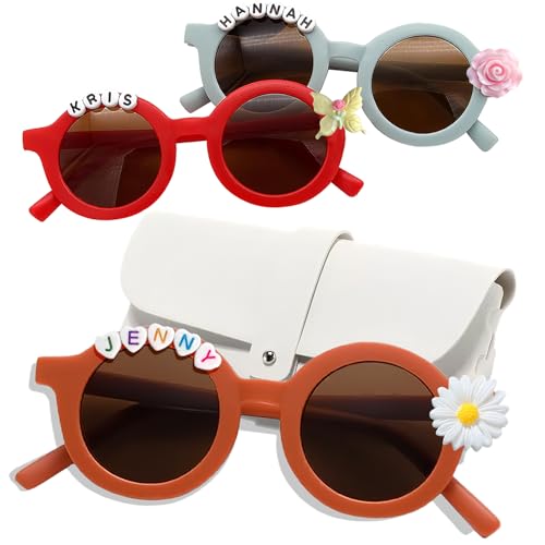 xrlsg Custom Sunglass Personalized Baby Sunglass for Girl Boy Name Flower Sunglasses Gift for Kids