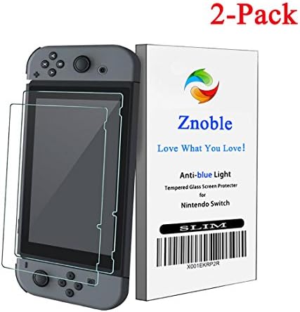 Nintendo Switch Screen Protector Tempered Glass /2 Pack/ Znoble Anti Blue Light [Eye Protection]9H Hardness/Premium Slim/Anti-Fingerprint/HD Screen Protector Glass for Nintendo Switch 2017
