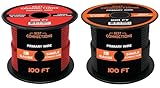 18 GAUGE WIRE RED & BLACK POWER GROUND 100 FT EACH PRIMARY STRANDED COPPER CLAD