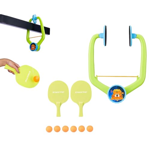 Image of Amazon Brand - Symactive Hanging Table Tennis Self-Training Gaming Set | 2 Racket & 6 Practice Balls | Portable | Double Sparring Hanging | Durable | Multicolor