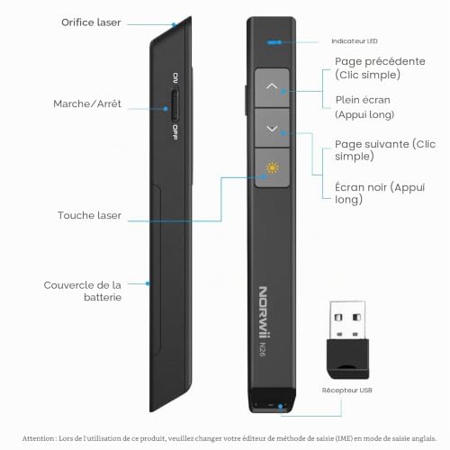 Norwii N26 Bluetooth Pointeur de Présentation avec Plage de Commande 100M – vue 2